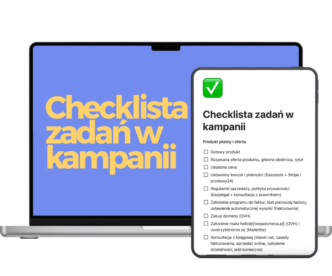 Podgląd checklisty zadań w kampanii
