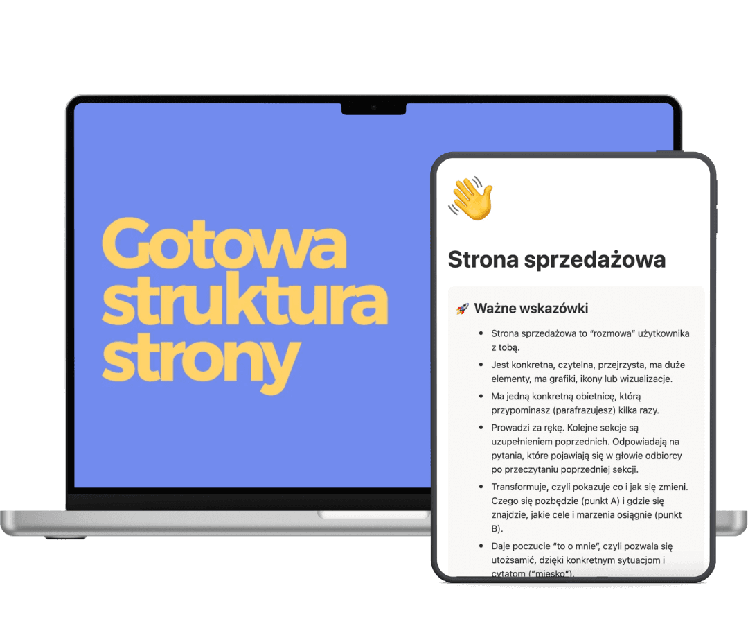 Podgląd struktury strony sprzedażowej