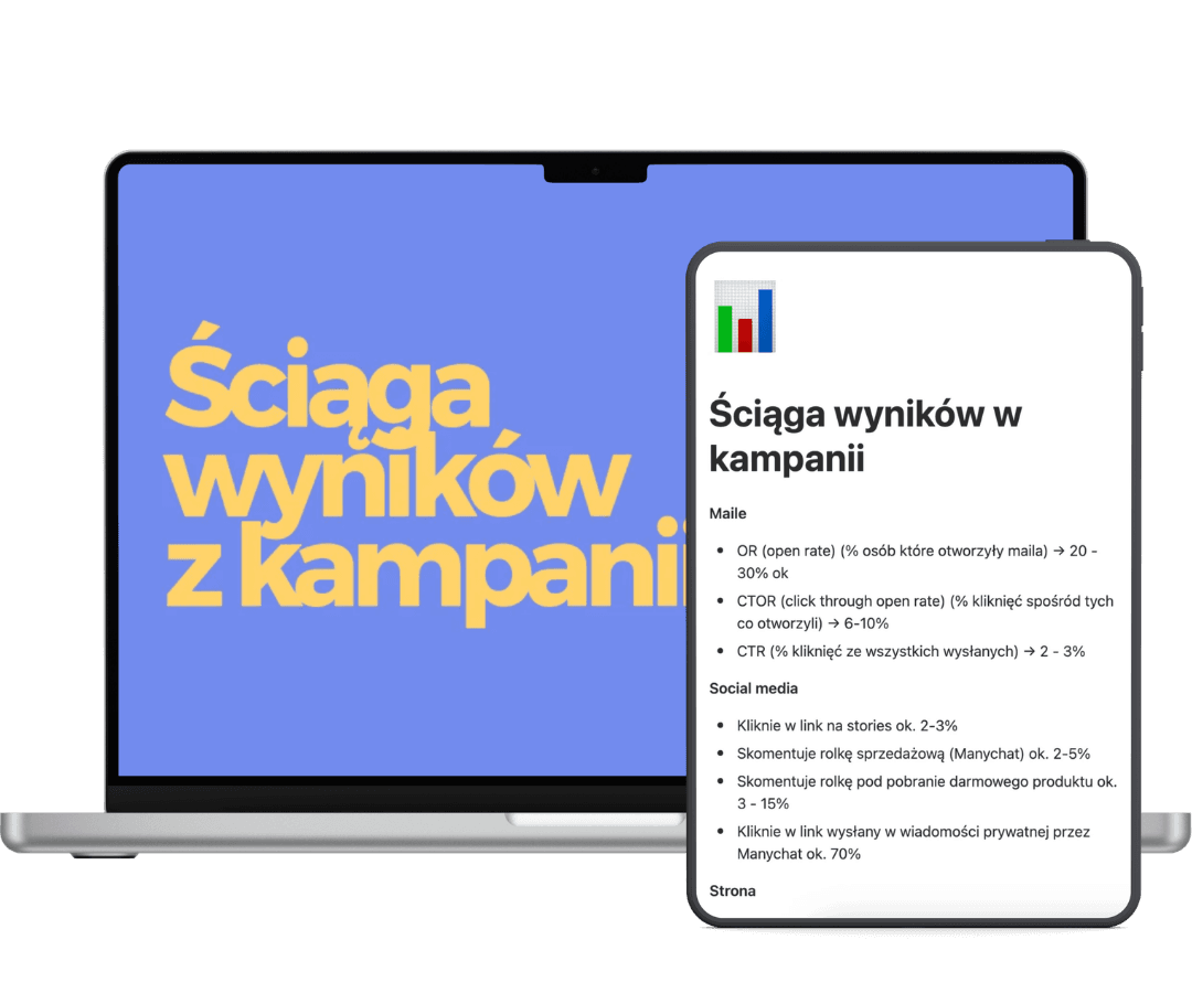 Podgląd ściągi wyników z kampanii