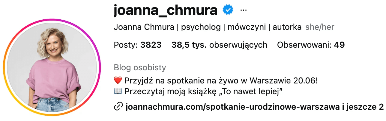 Profil na Instagramie: joanna_chmura