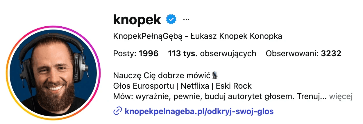 Profil na Instagramie: knopek